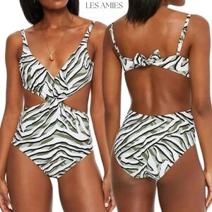 NEW BAR III Macy's Hypno Beach Chic Printed Twist Front One Piece Swimsuit Large